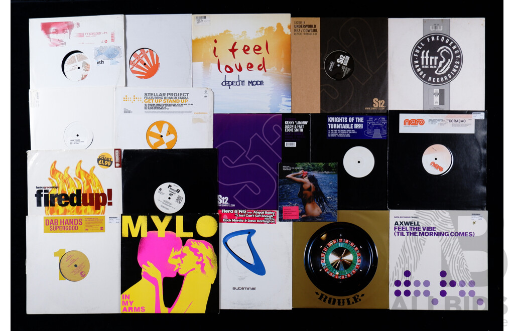 Large Collection Vinyl LP and Other Records, Mostly 1990s EDM Club & House Music Including Promo, DJ Only, and White Label Examples