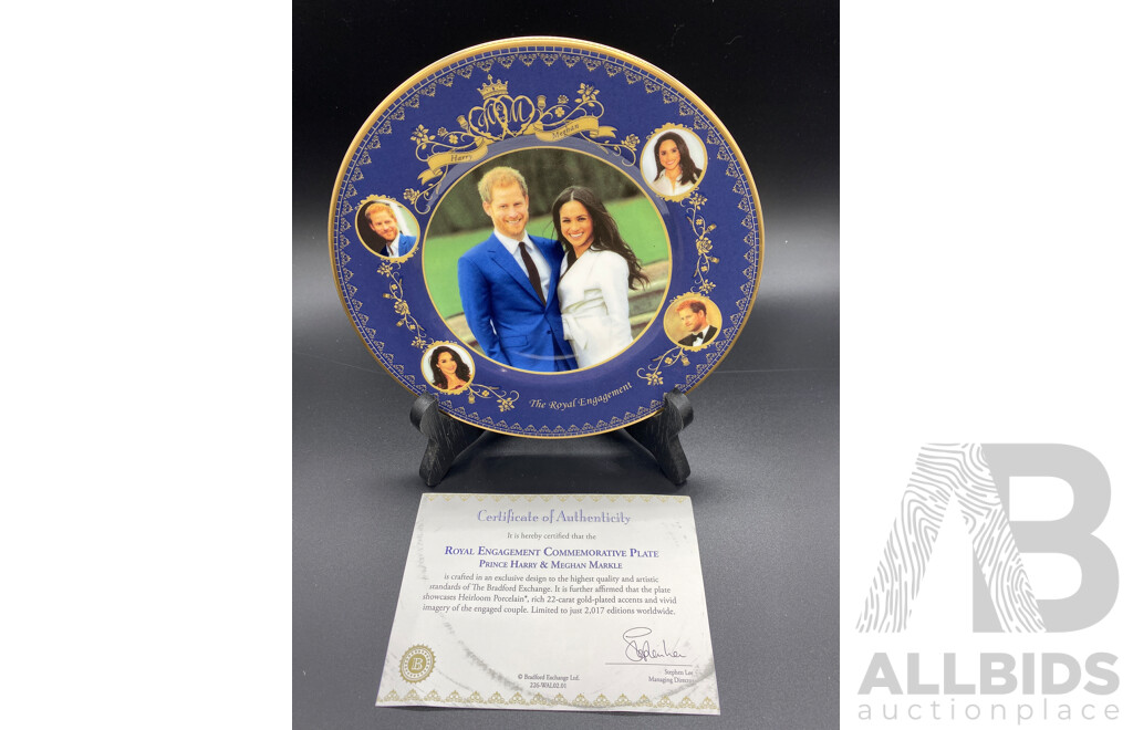 Prince Harry & Meghan Markle Limited Edition 'Royal Engagement Commemorative Plate' & Her Majesty Queen Elizabeth II Diamond Jubilee 2012 Souvenier Plate
