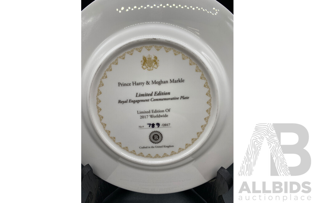 Prince Harry & Meghan Markle Limited Edition 'Royal Engagement Commemorative Plate' & Her Majesty Queen Elizabeth II Diamond Jubilee 2012 Souvenier Plate