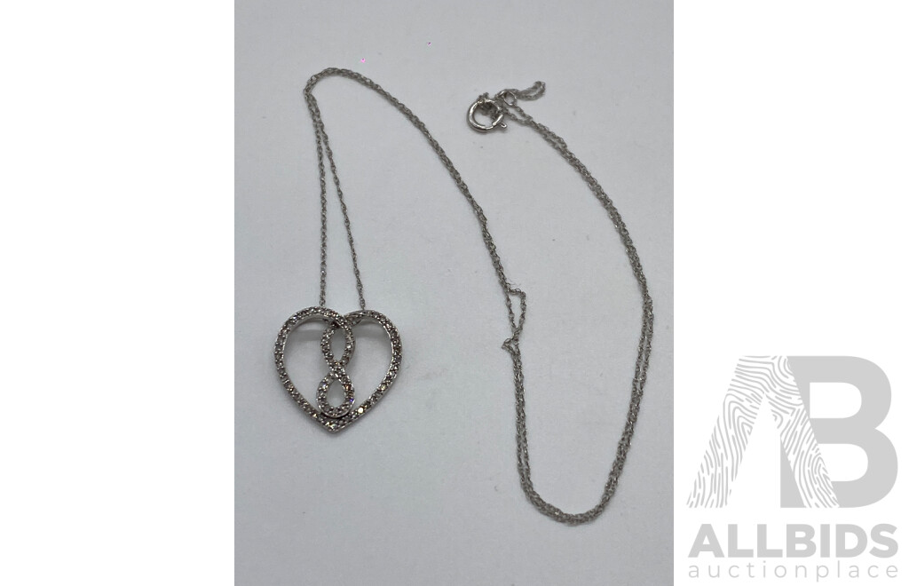 Michael Hill Jewellers 10ct 'Infinitas' Diamond Set Heart Pendant & 10ct White Gold Chain, 1.50 Grams