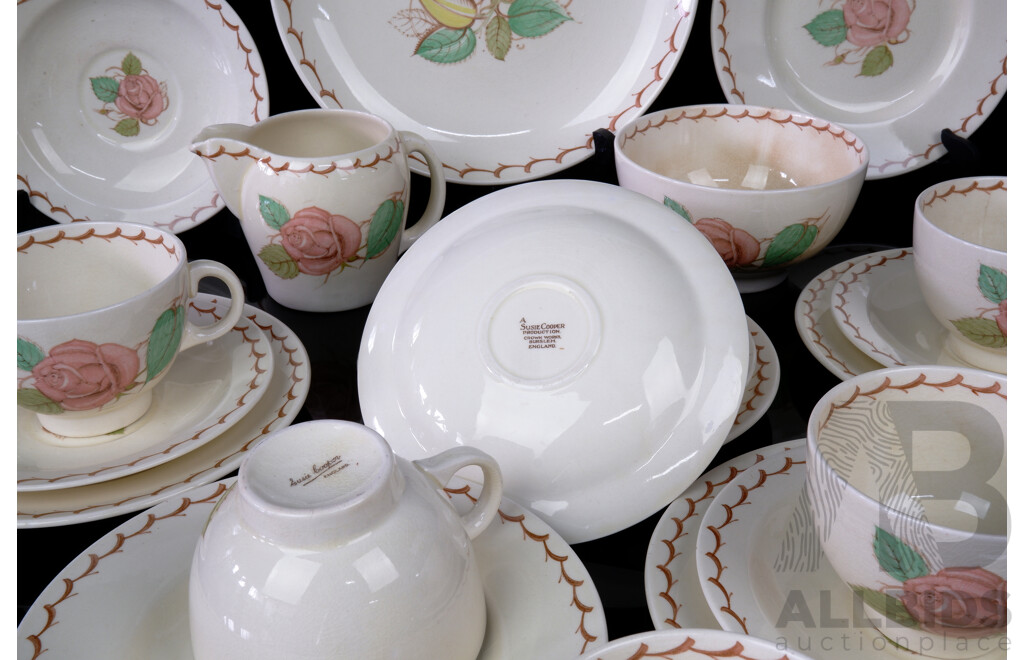 Vintage 21 Pieces Suzie Cooper Porcelain in Patricia Rose Pattern