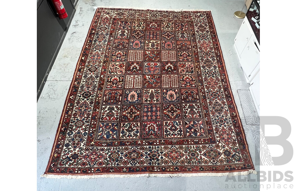 Wonderful Vintage Large Hand Knotted Persian Bakhtiari Wool Room Sized Carpet with Garden Panel Design