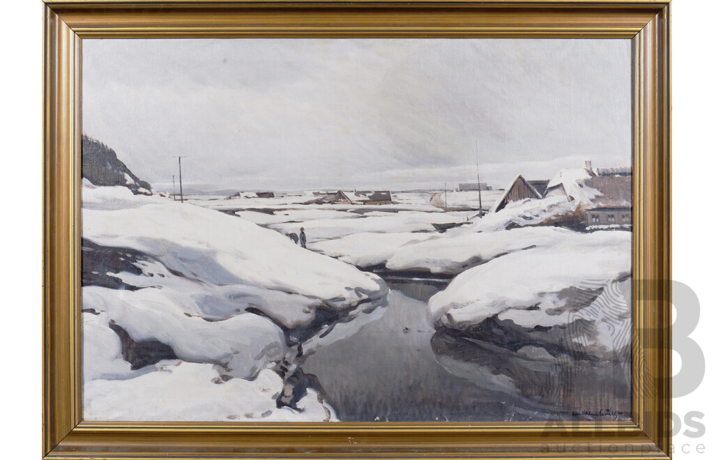 Early 20th Century Scandinavian School, Untitled (Winter Scene), Oil on Canvas