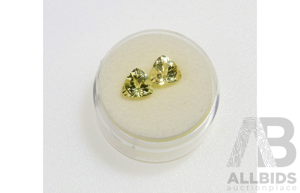 Natural Beryl Pale Gold Gems, Trilliant Cut, 2.15 Carat