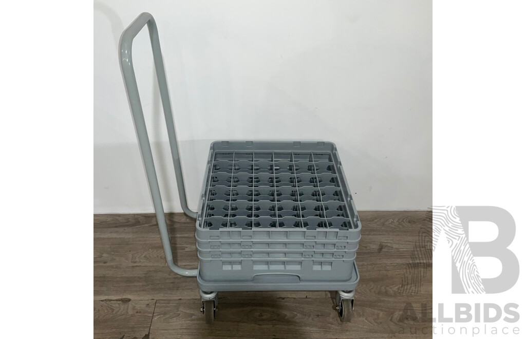 CAMBRO Camrack 30 Square Compartment Glass Rack and Cambro Camdolly for Camracks - LOT of 2 - Estimated ORP $639.90