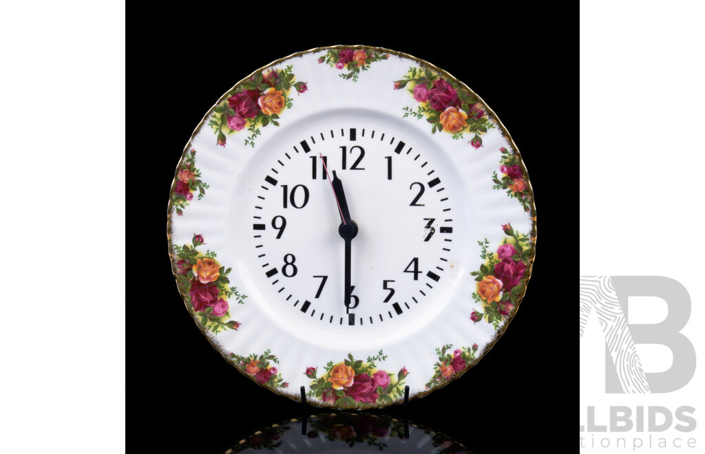 Royal Albert Old Country Roses Wall Clock, Battery Operated