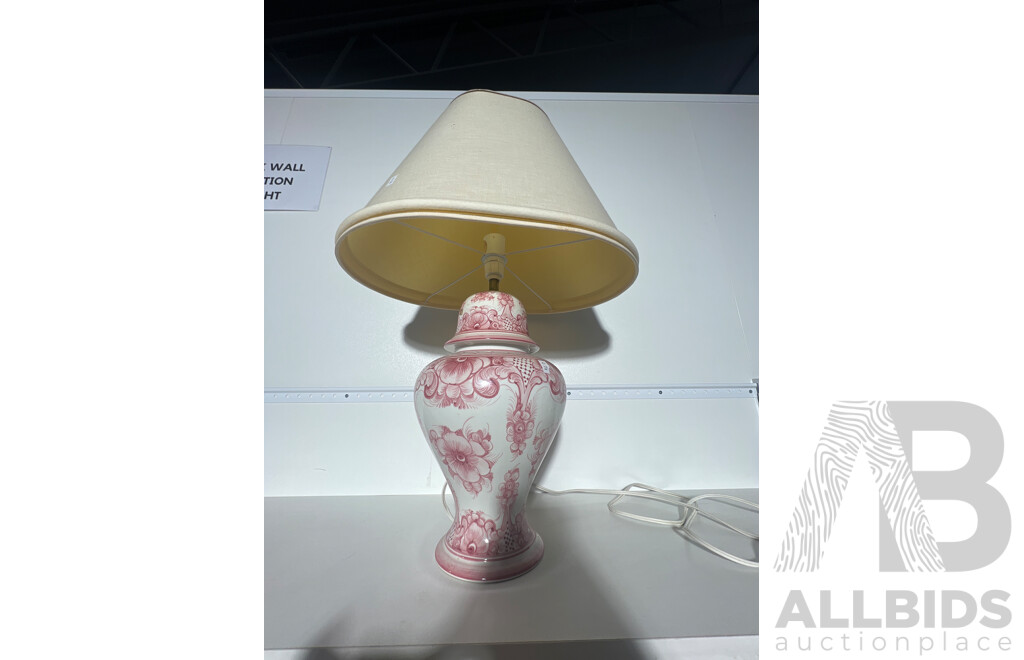 Hand Painted Saywell Portuguese Ceramic Table Lamp and Shade