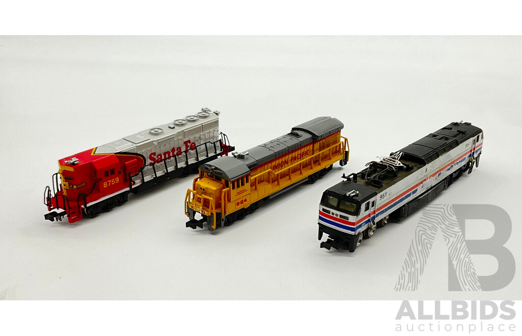 Three Vintage Bachmann N Scale Trains, Including Union Pacific, Santa Fe and Another