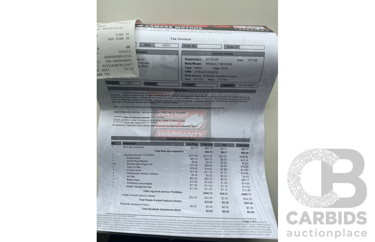 9/2010 Renault Megane Dynamique X32 5d Hatchback Silver 2.0L