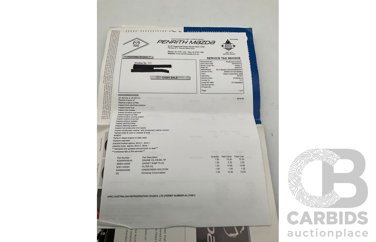 3/2014 Mazda Cx-5 MAXX Sport (4x4) MY13 UPGRADE 4d Wagon Deep Crystal Blue Turbo Diesel 2.2L