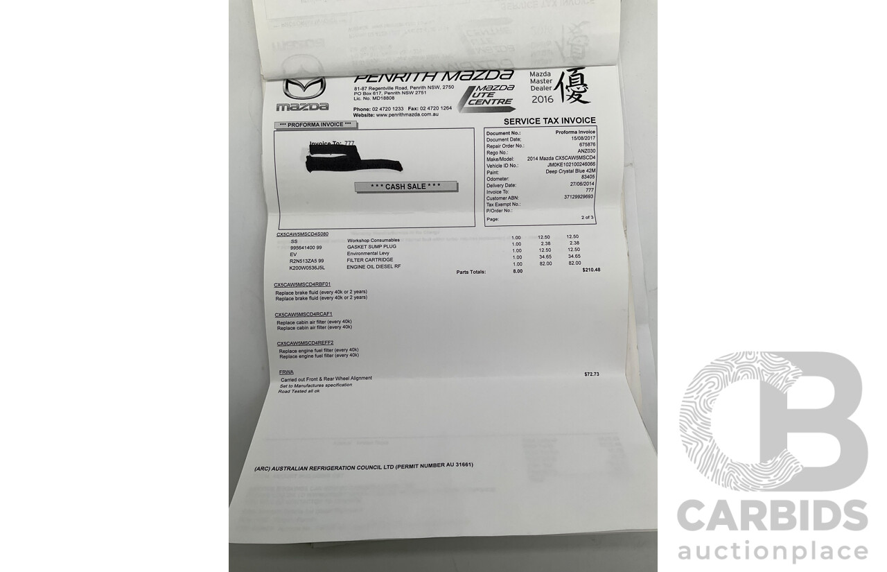 3/2014 Mazda Cx-5 MAXX Sport (4x4) MY13 UPGRADE 4d Wagon Deep Crystal Blue Turbo Diesel 2.2L