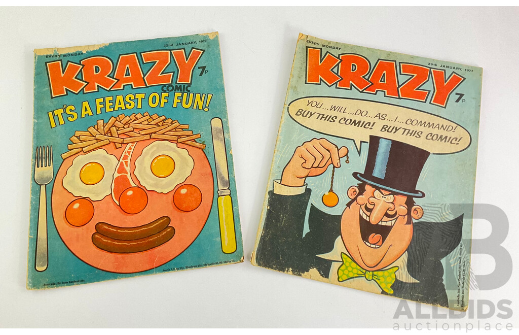 Vintage Krazy Comics 22nd January 1977 and 29th January 1977