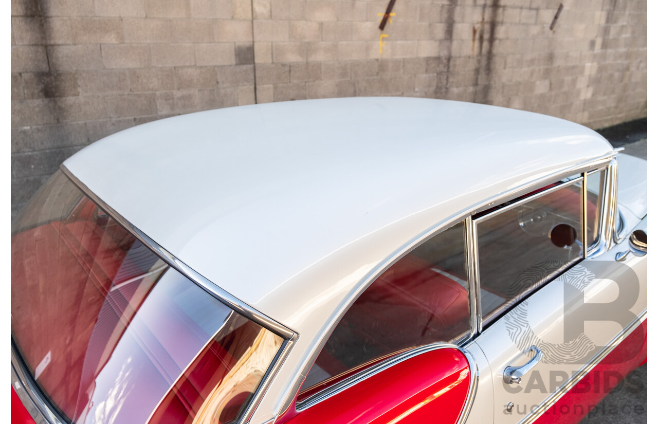01/1955 Oldsmobile Super 88 2d Coupe Pearl White & Red V8 350 Chev 5.7L
