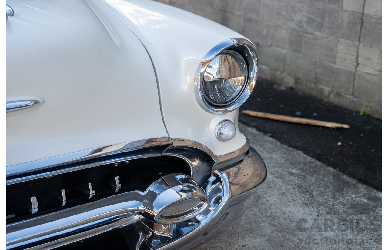 01/1955 Oldsmobile Super 88 2d Coupe Pearl White & Red V8 350 Chev 5.7L