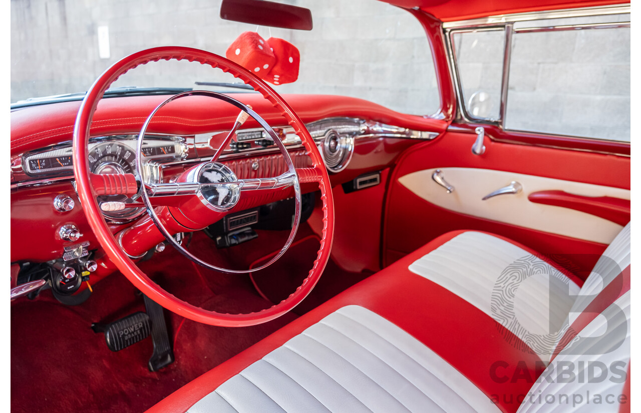 01/1955 Oldsmobile Super 88 2d Coupe Pearl White & Red V8 350 Chev 5.7L
