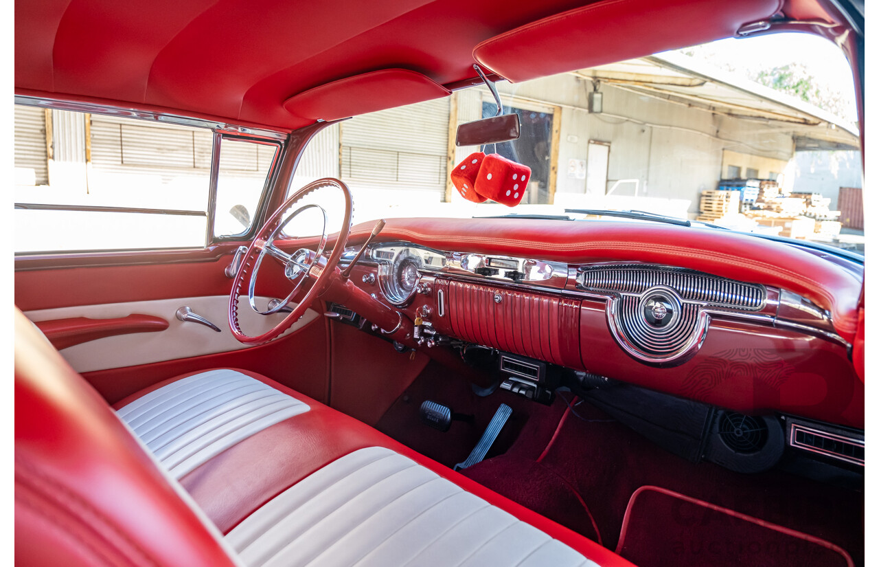 01/1955 Oldsmobile Super 88 2d Coupe Pearl White & Red V8 350 Chev 5.7L