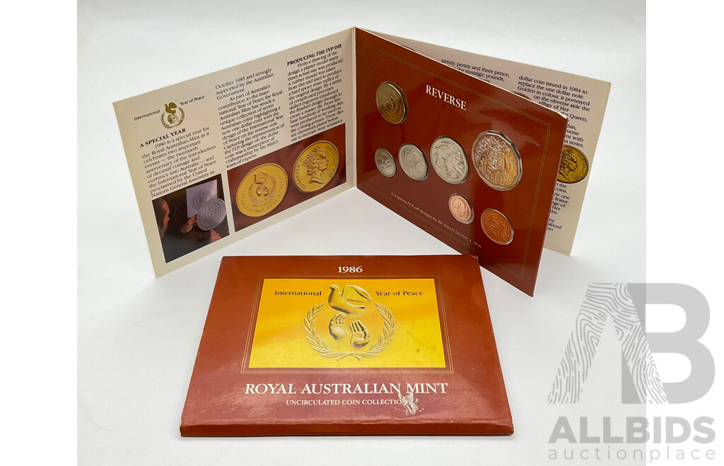 1986 RAM set coins, International Year of Peace.