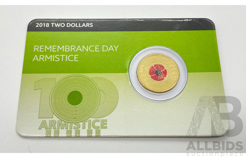 2018 $2 Poppy coin Remembrance Day Armstice.