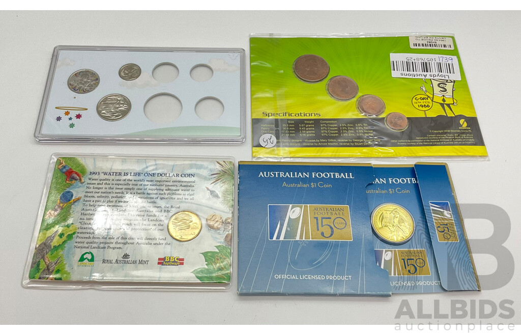 Four Australian Coins Sets Including From Pence to Cents