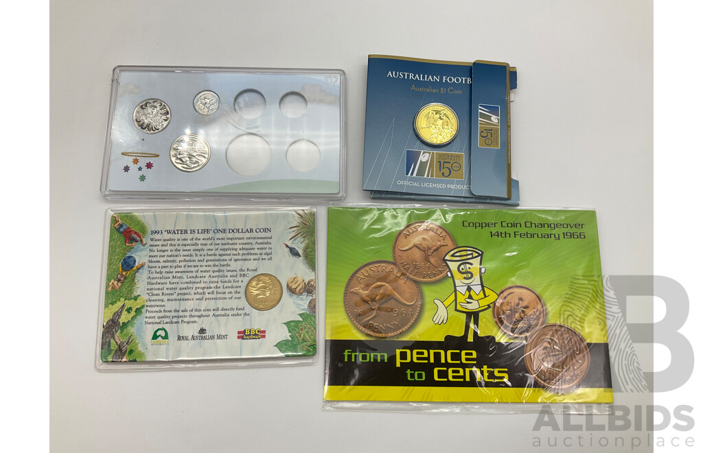 Four Australian Coins Sets Including From Pence to Cents