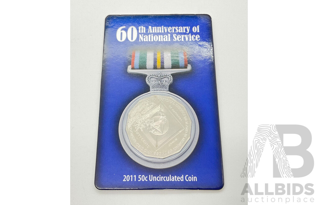 2011 50c coin. 60th Anniversary National Service.