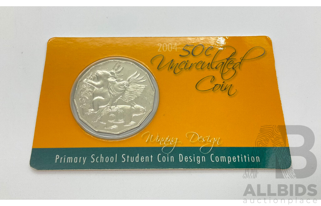 2004 50c coin. School Student Design.