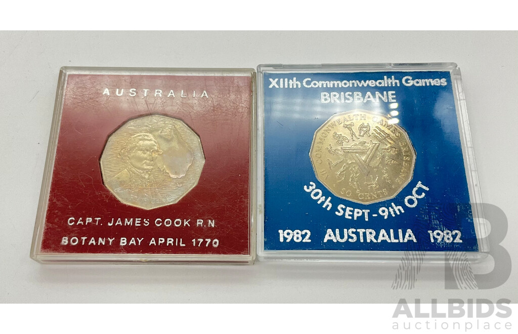 RAM 1970 & 1988 Australian 50c coins.