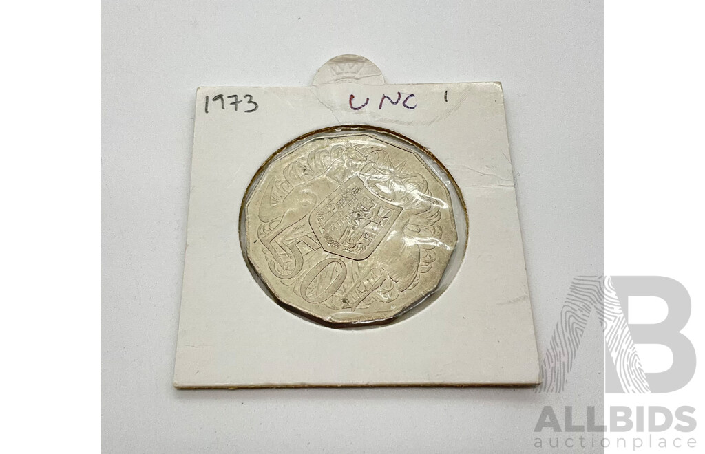 1973 Uncirculated 50c coin.