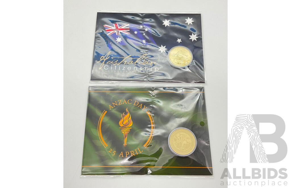 Perth Mint 2014 Citizenship and 2022 Anzac $1 coins.