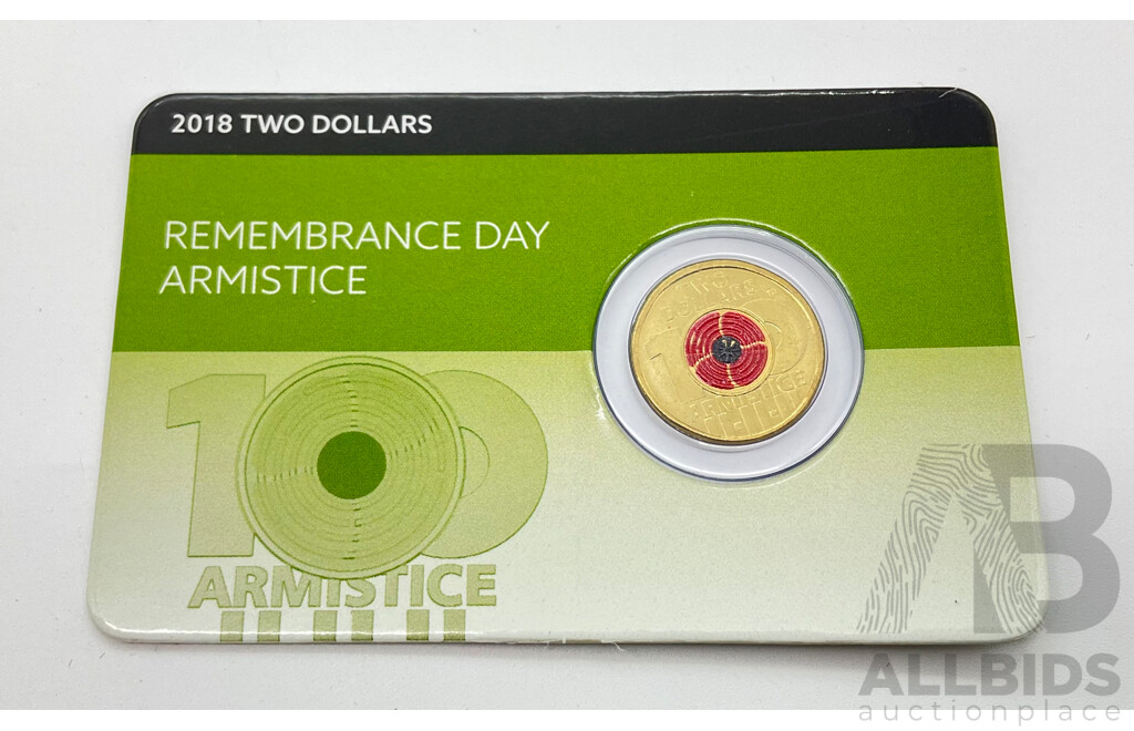 2018 Carded Armistice Poppy $2 coin.