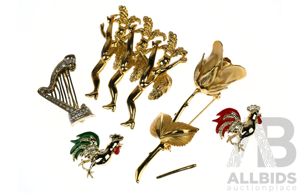 Collection of Five Vintage Style Broaches