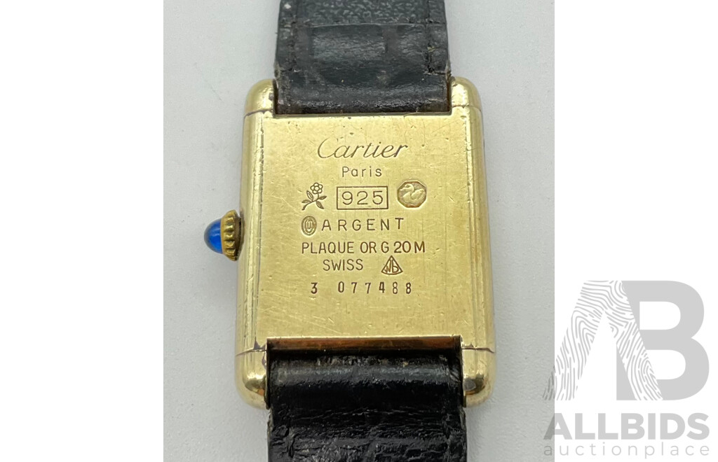 Woman's Vintage Cartier Argent 925 Gold Plated Watch