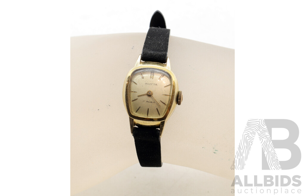 Men's Vintage Invicta Gold Plated 17 Rubis Watch