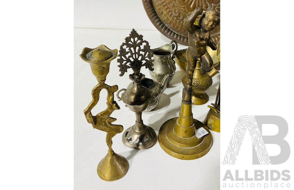 Large Collection of Vintage Decorative Brass and Other Homewares, Including Trays, Ashtrays, Figurines and More