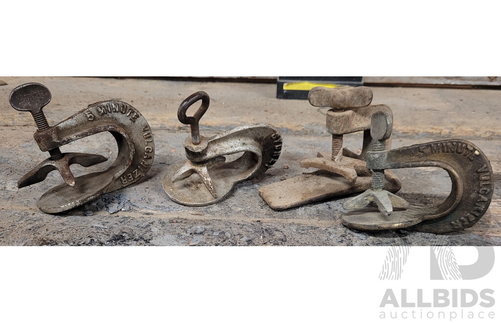 Vintage Tire Tube Repair Clamps Including Vulcure and Shaler