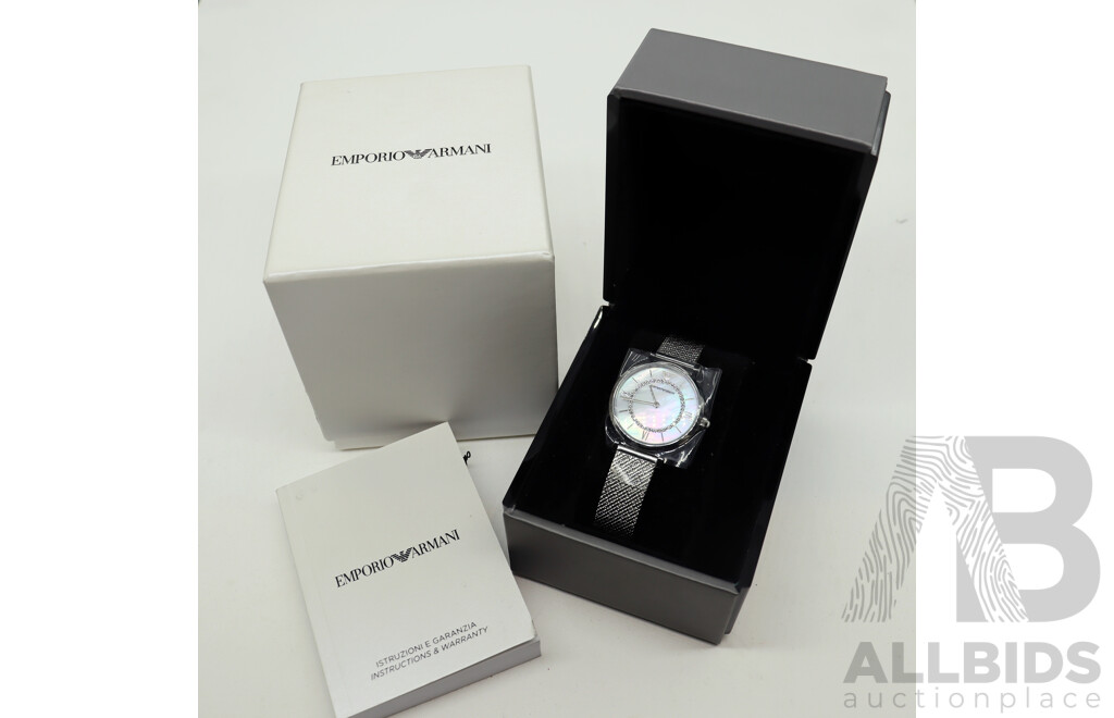 Boxed Emporio Armani Watch with Mother of Pearl Face