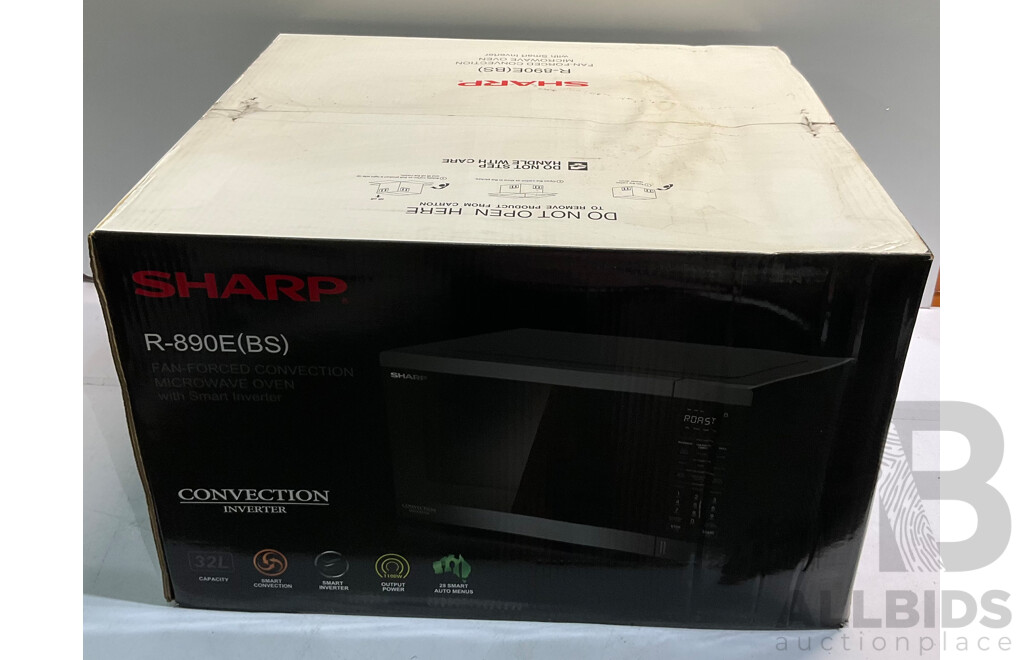 SHARP (R-890E BS)  32L 1100W Convection Inverter Microwave Black - ORP $549