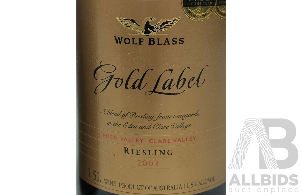 TIM Knappstein 1994 Clare Valley and Wolf Blass Gold Label 2003 Rieslings - Lot of 7
