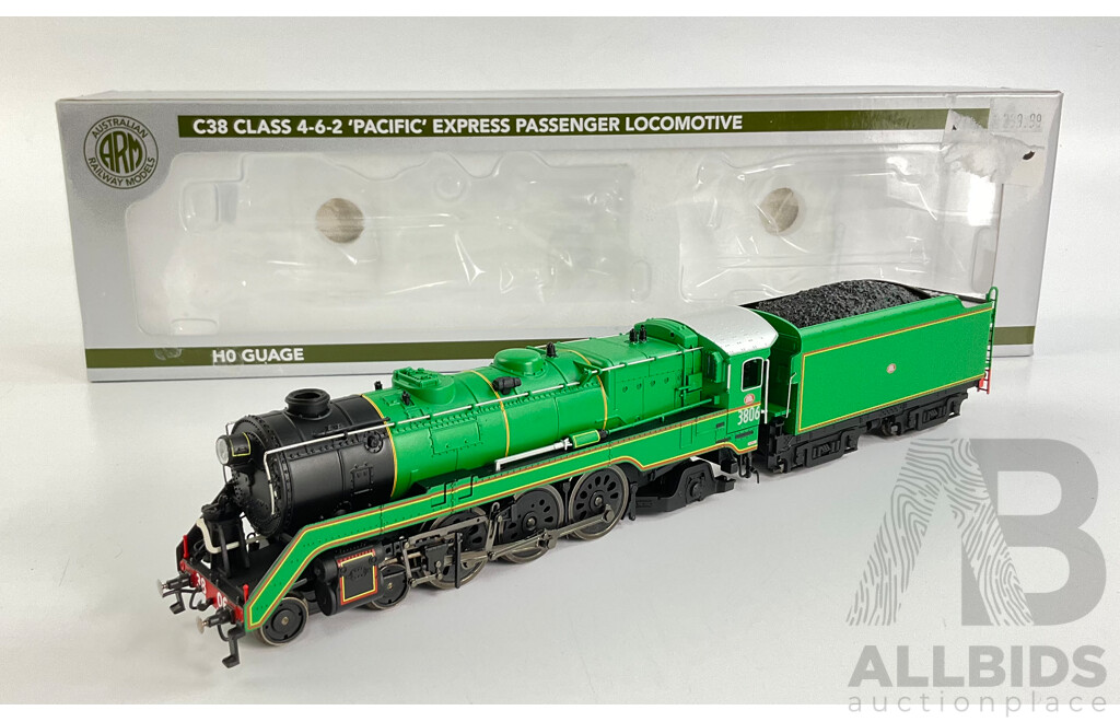 Australian Railway Models HO Scale C38 Class 4-6-2 Pacific Express Passenger Locomotive, In Original Box