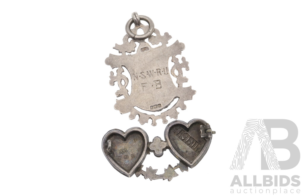 Antique Sterling Silver Shield 1906 & Antique Sterling Silver MIZPAH Brooch (broken Pin) 1909, 12.22 Grams