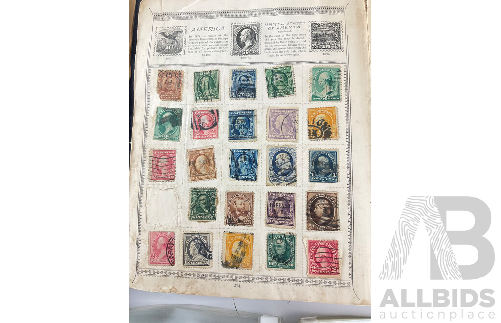 Collection of Australian and International Stamps Including Australian Predecimal, Cancelled, Mint, Strips and Blocks, First Day Issues, Europe, USA Cancelled Franklin, Lincoln, Washington, Webster, New York Post Marks, 1930 Pedigree Form and More