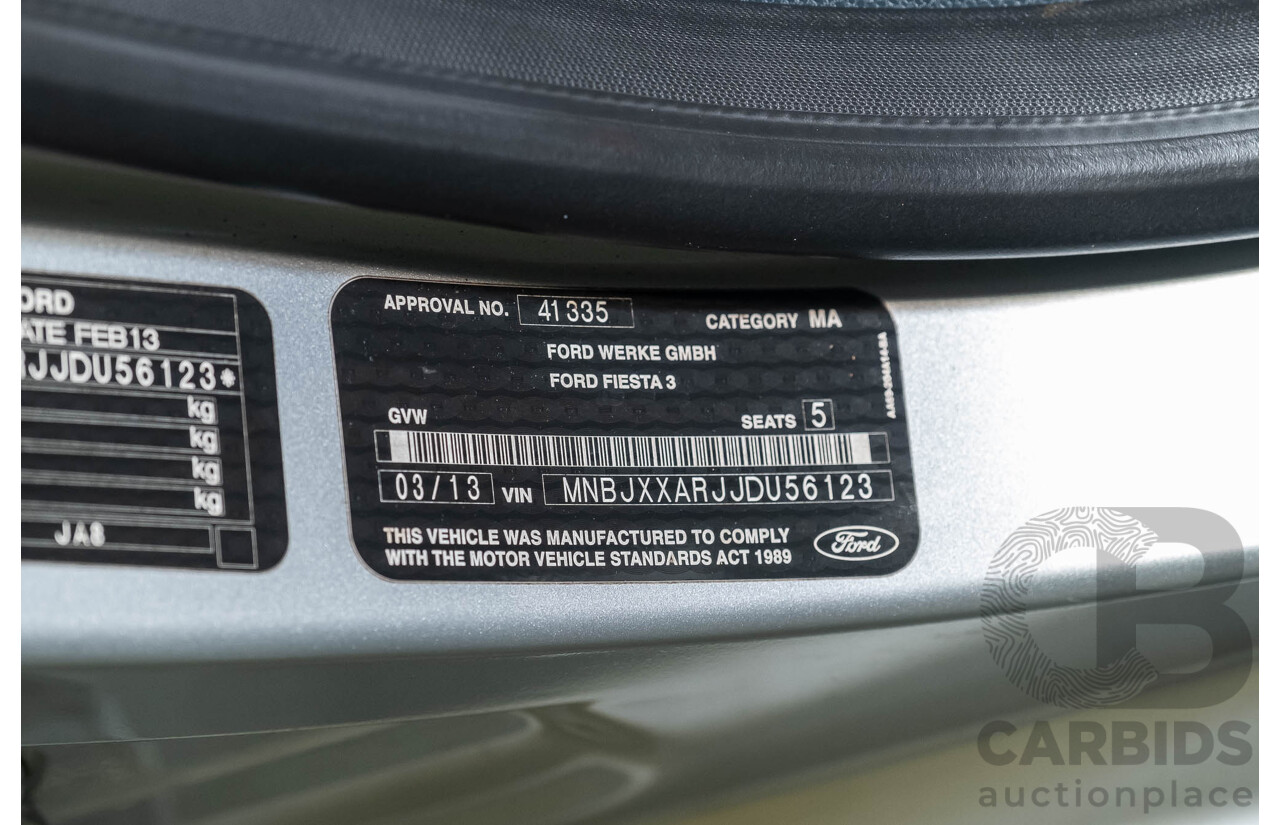 3/2013 Ford Fiesta Zetec WT 5d Hatchback Silver 1.6L