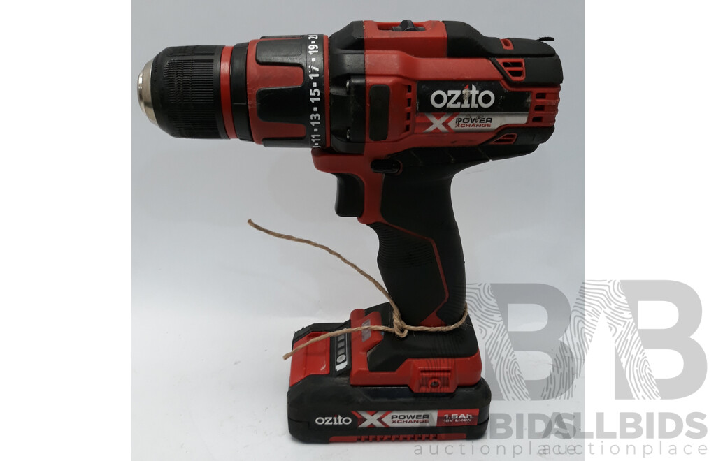 Makita 1/4 Inch Cordless Impact Driver Drill and Ozito 18V Drill Driver (Skin) - Lot of 2