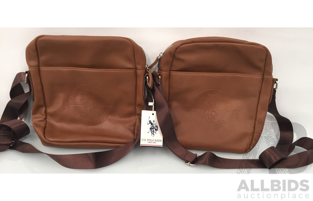 Faux US Polo Leather Shoulder Bag (Camel) - Lot of 2