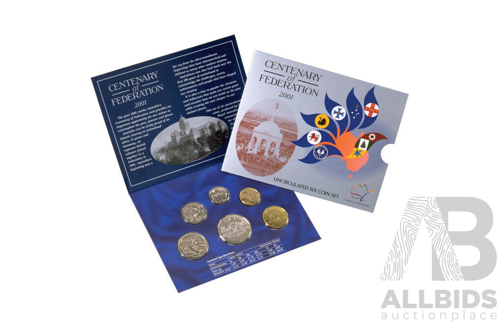 AUSTRALIA: Royal Australia Mint Uncirculated Coin Set 2001 Federation