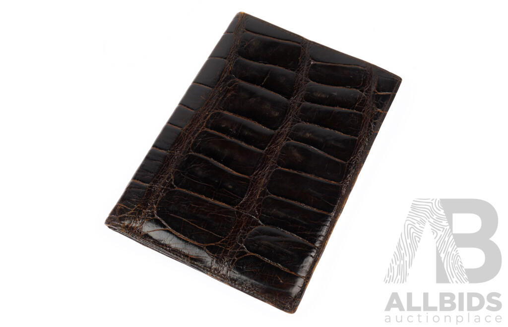 Vintage Leather Lined Crocodile Bill Fold