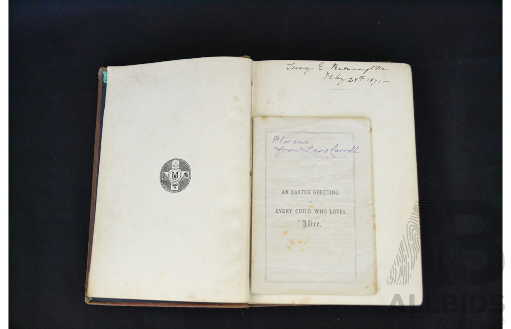 Alice in Wonderland, Lewis Carroll. 1870 Hardcover with Signed Easter Card From the Author