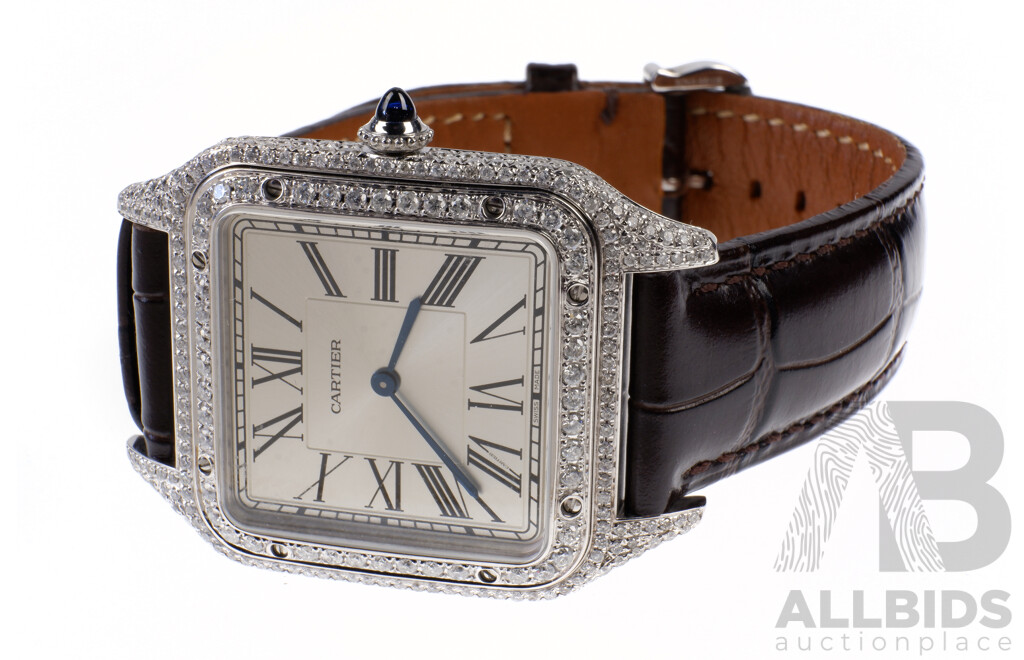 Cartier Santos Dumont Wrist Watch with Custom Diamond Bezel, Serial Number 488863ZX