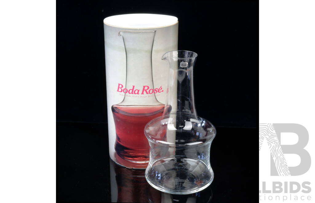 Swedish Boda Glass Rose Decanter Designed by Bertil Vallien with Original Label InOriginal Box