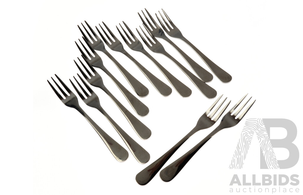 Set 12 Retro Alex Liddy Stainless Steel Cake Forks